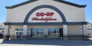 Front exterior of Co-op Shopping Centre in Portage la Prairie, MB.