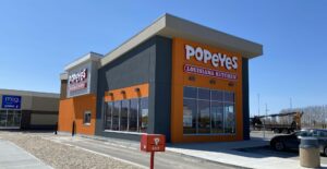 Popeye's restaurant front exterior of Co-op Shopping Centre in Portage la Prairie, MB.